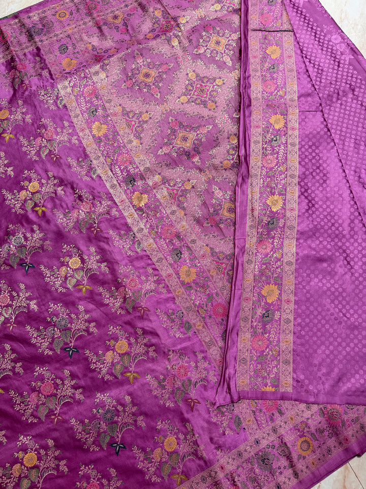MASHRU KATAN SILK IN ROYAL BLUE WITH MINAKARI ZARIWORK