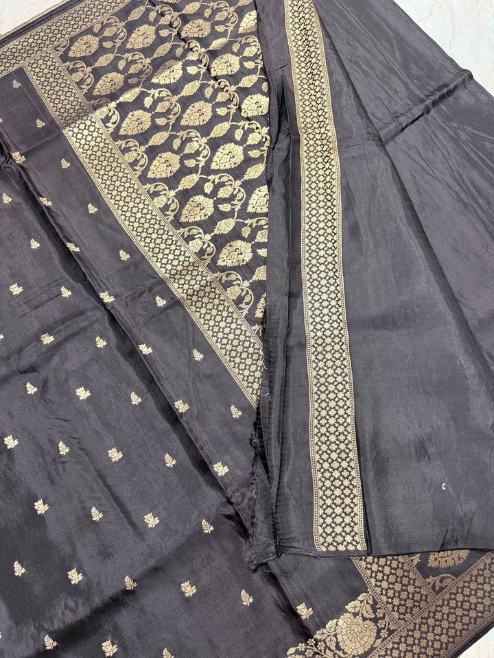PREMIUM RUSSIAN VISCOSE SILK FABRIC SAREE IN DEEP BROWN COLOUR SHADE