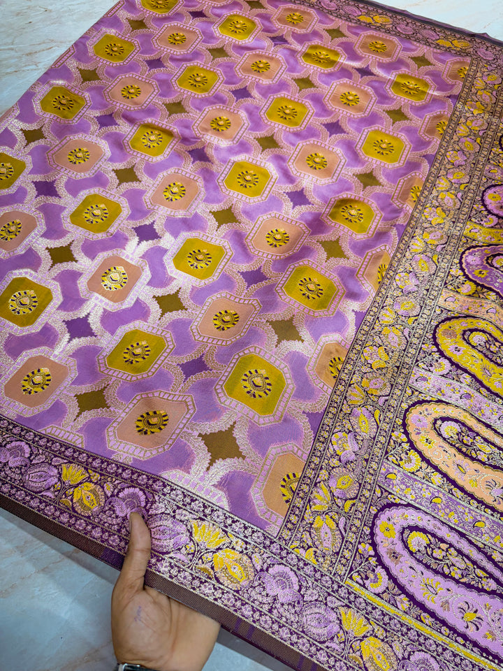 ONION PINK WITH MINAKARI MUTICOLOUR DETALING RANGKAAT SAREE IN SEMI SOFT SILK