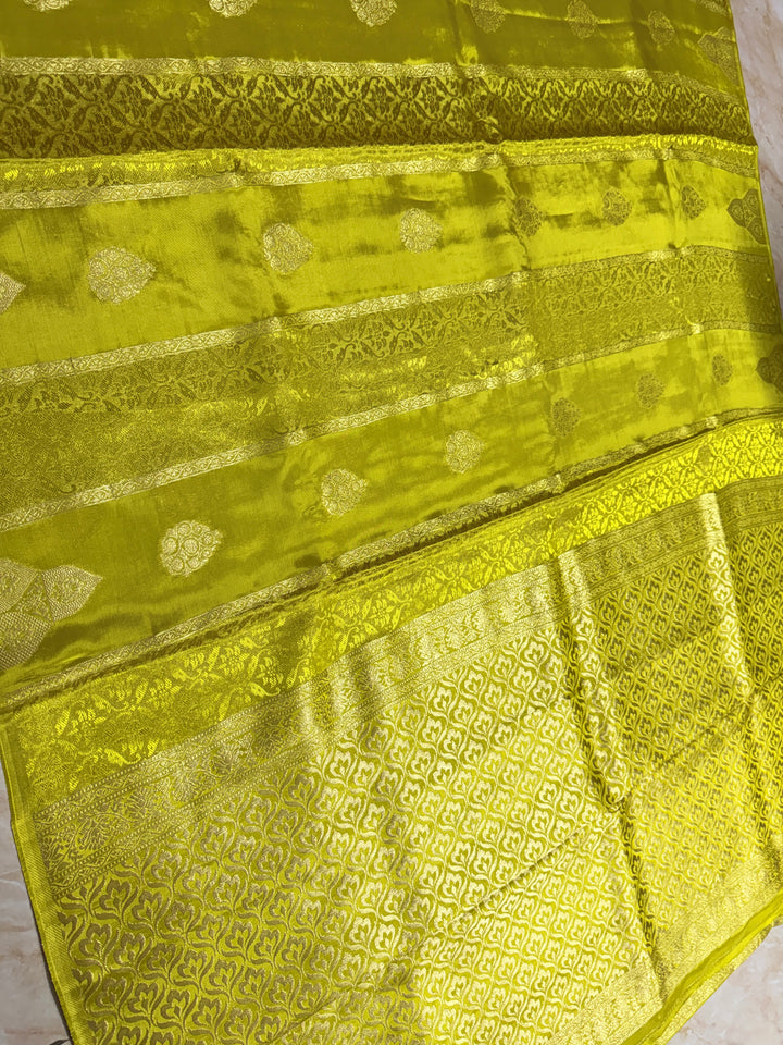 PREMIUM KOREAN VISCOSE FABRIC SAREE IN LEMON YELLOW COLOUR SHADE WITH DESIGNER