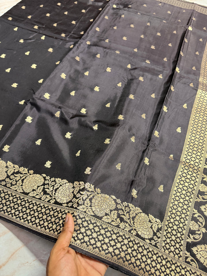 PREMIUM RUSSIAN VISCOSE SILK FABRIC SAREE IN DEEP BROWN COLOUR SHADE