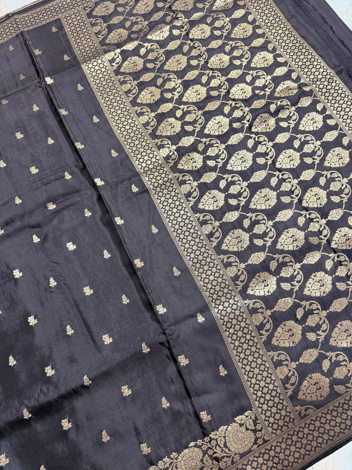 PREMIUM RUSSIAN VISCOSE SILK FABRIC SAREE IN DEEP BROWN COLOUR SHADE