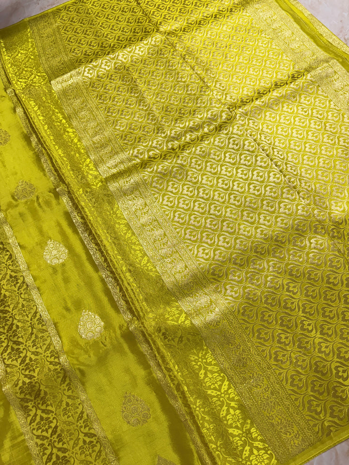 PREMIUM KOREAN VISCOSE FABRIC SAREE IN LEMON YELLOW COLOUR SHADE WITH DESIGNER