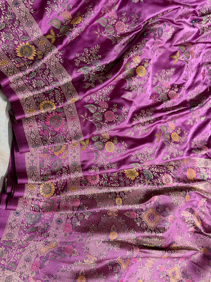 MASHRU KATAN SILK IN ROYAL BLUE WITH MINAKARI ZARIWORK