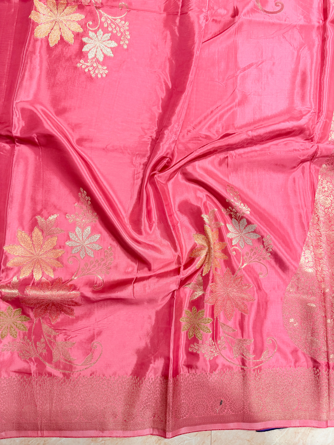 KOREAN SILK IN BABY PINK WITH BOUTIQUE ALFI BOOTA