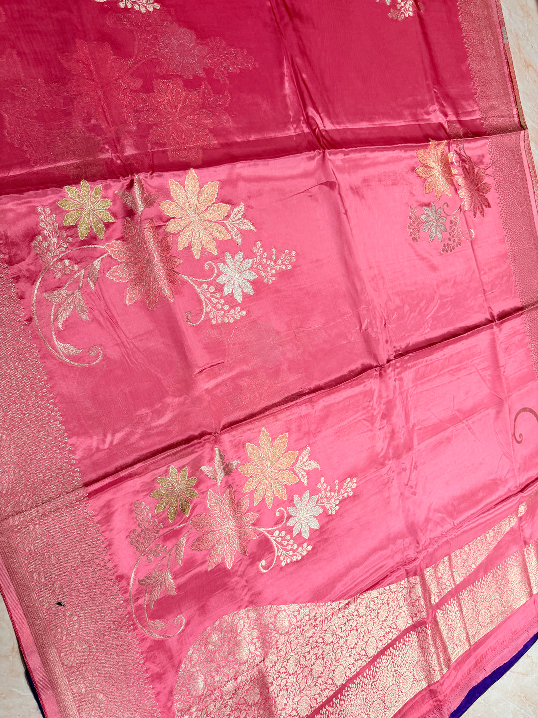 KOREAN SILK IN BABY PINK WITH BOUTIQUE ALFI BOOTA