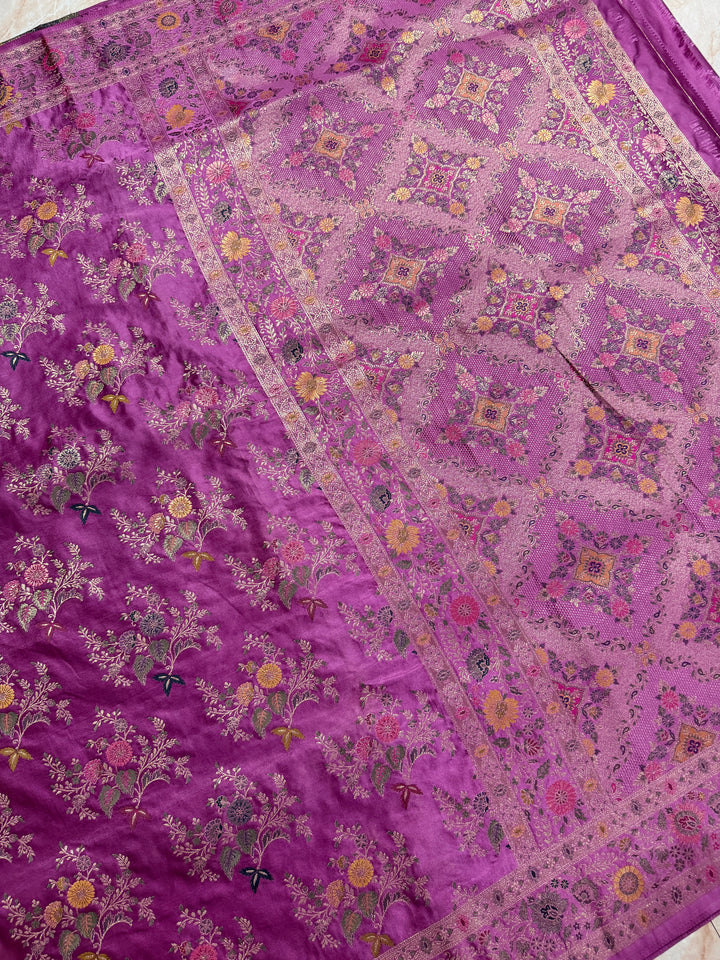 MASHRU KATAN SILK IN ROYAL BLUE WITH MINAKARI ZARIWORK