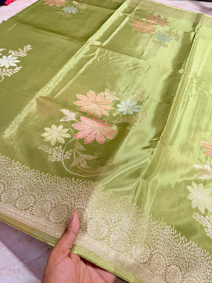 KOREAN SILK IN MATALLIC GREEN WITH BOUTIQUE ALFI BOOTA