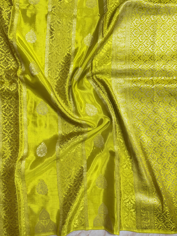 PREMIUM KOREAN VISCOSE FABRIC SAREE IN LEMON YELLOW COLOUR SHADE WITH DESIGNER