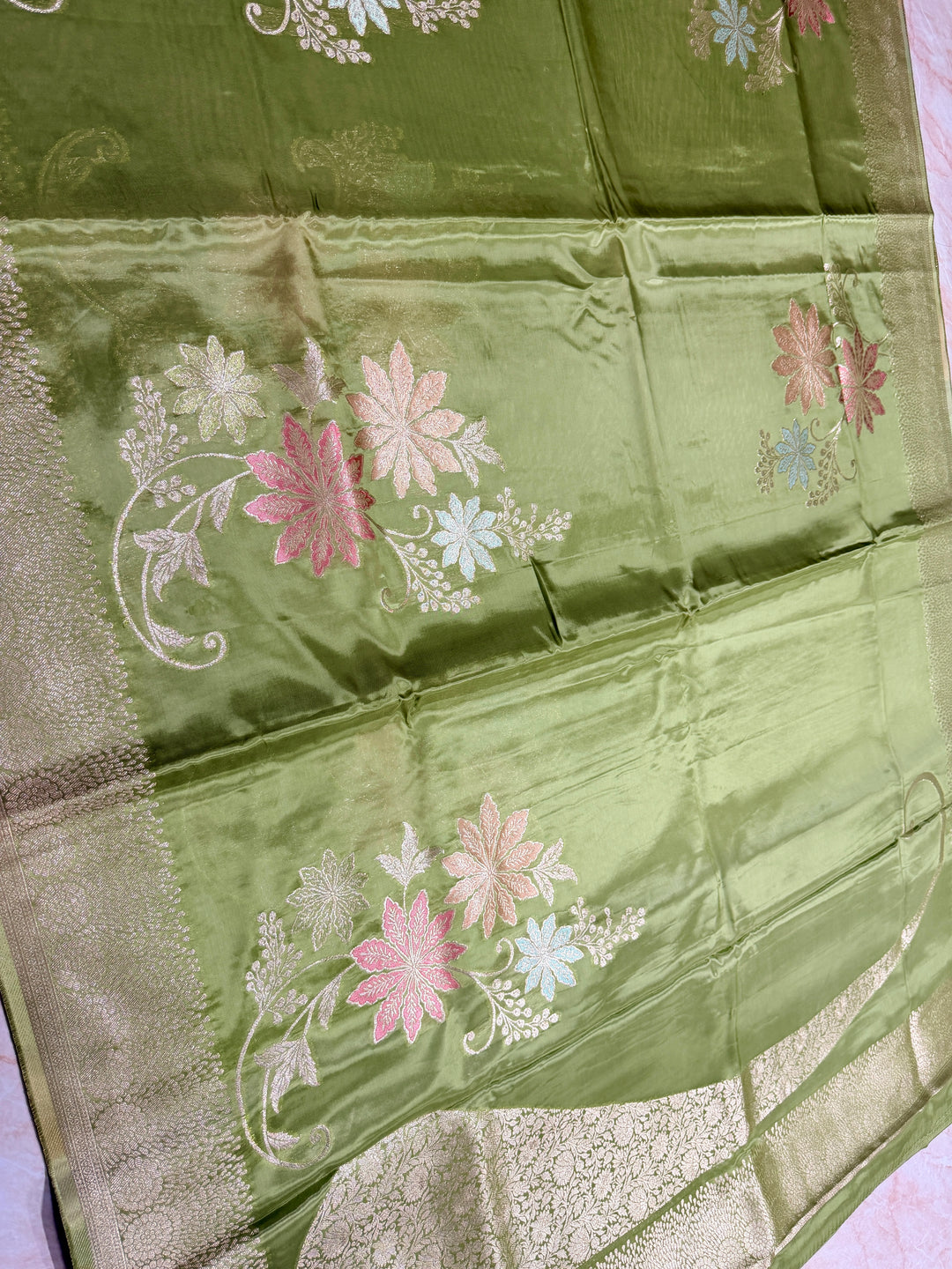 KOREAN SILK IN MATALLIC GREEN WITH BOUTIQUE ALFI BOOTA