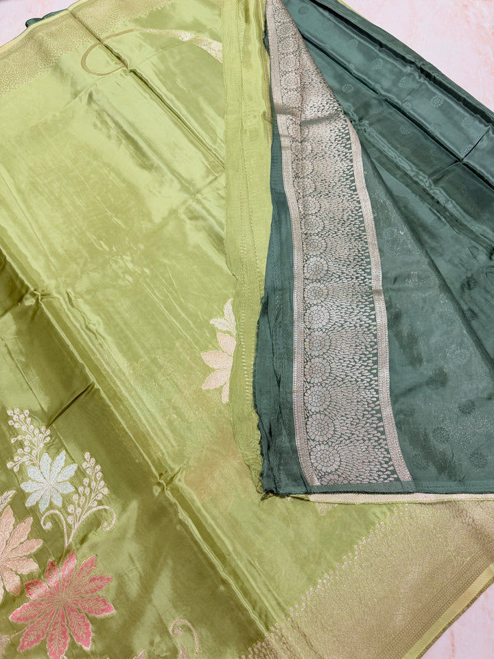 KOREAN SILK IN MATALLIC GREEN WITH BOUTIQUE ALFI BOOTA