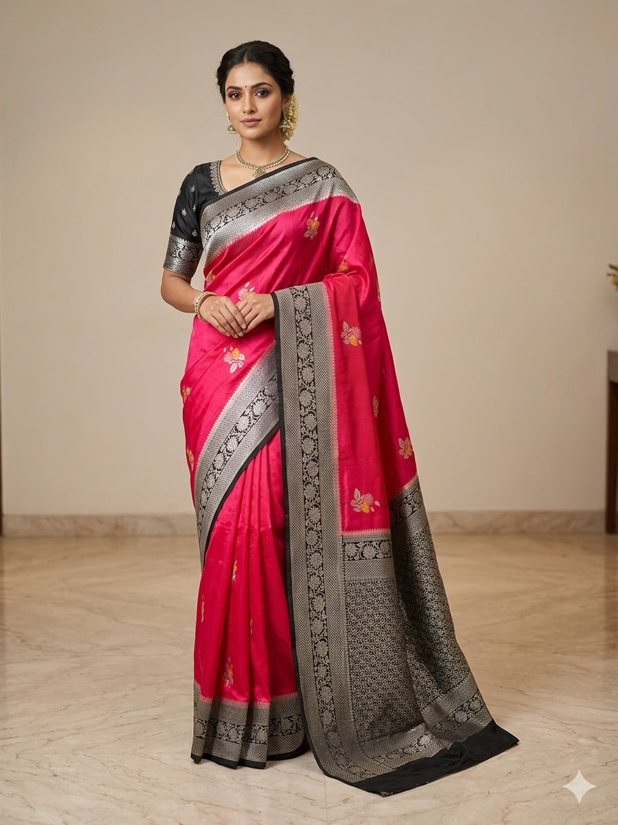 PAPER SILK IN CHERRY RED WITH BLACK BORDER