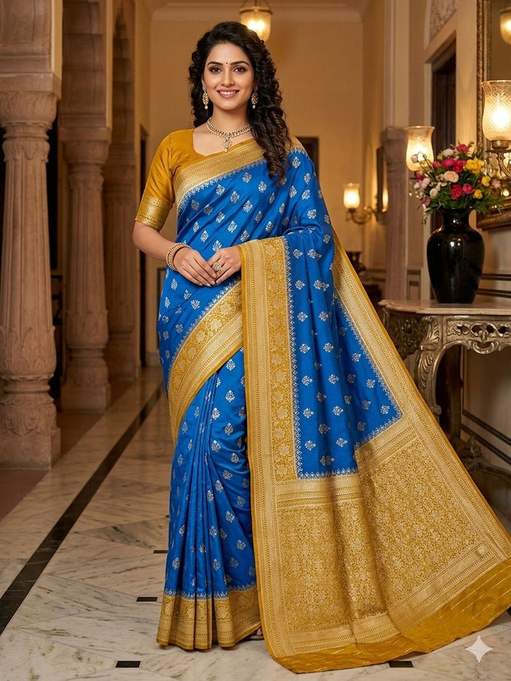 BLUE WITH GOLD BORDER PAPER SILK
