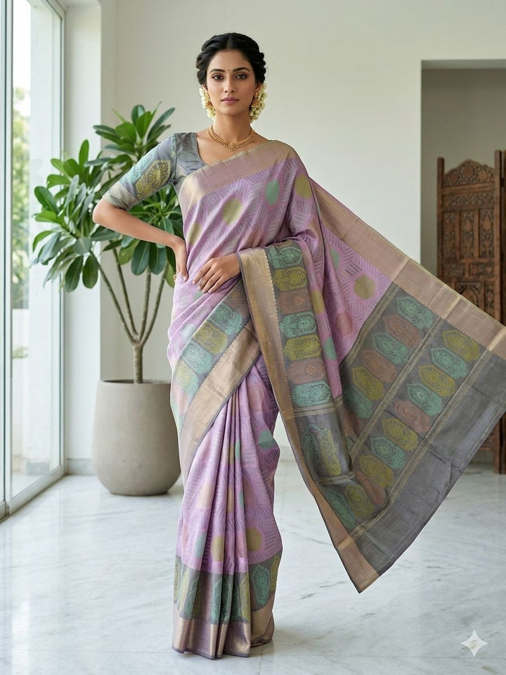 BANARASI SILK IN RANGKAAT STYLE WITH PINK ZARI