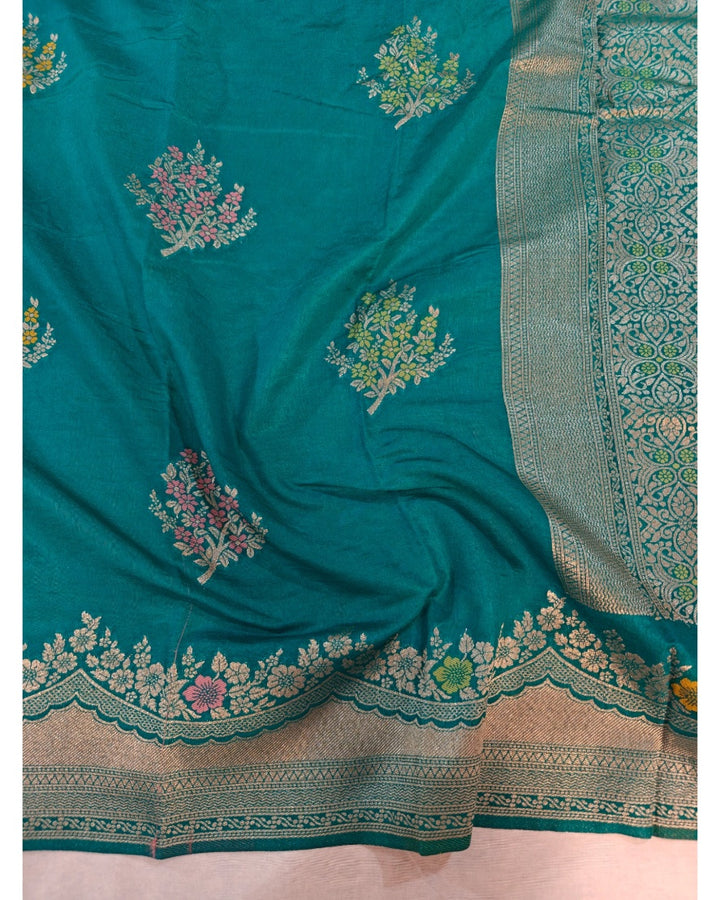 PAPER SILK IN SEA GREEN WITH ALFI BOOTA MINAKARI