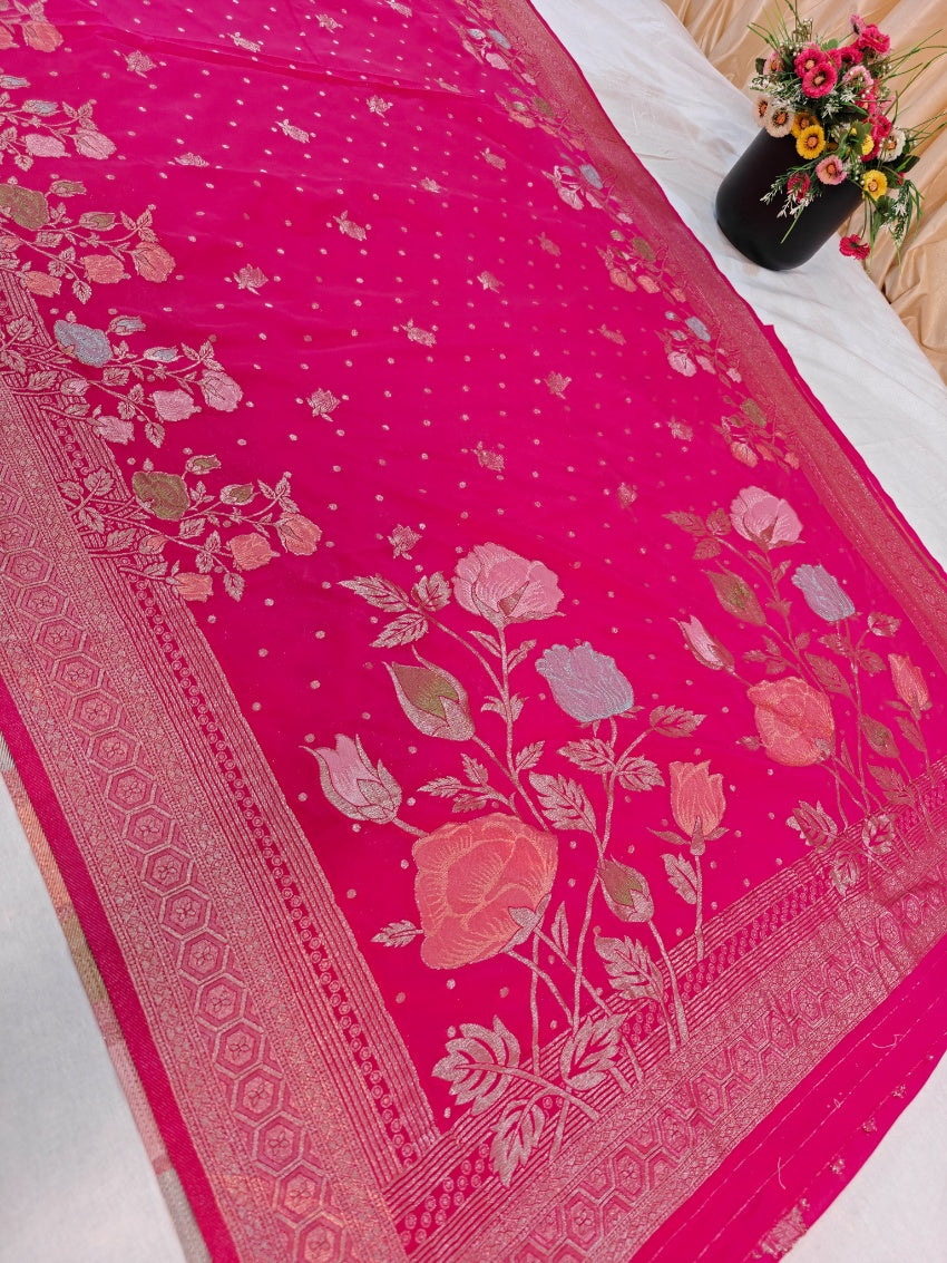 RANI COLOUR KHADDI GEORGETTE BOUTIQUE DESIGNER SAREE