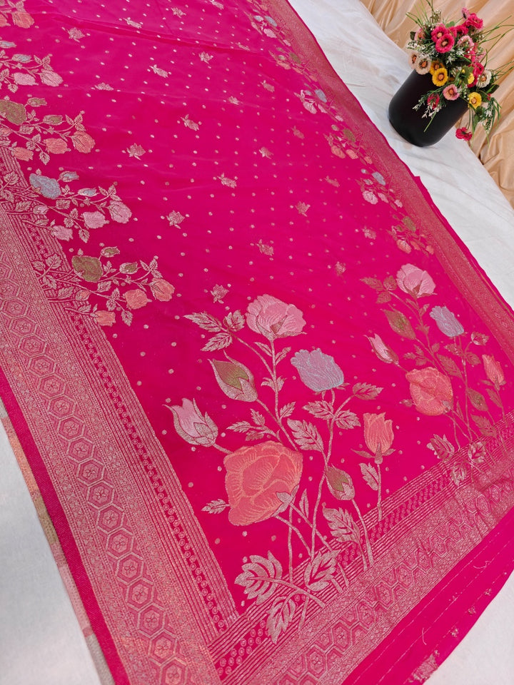 RANI COLOUR KHADDI GEORGETTE BOUTIQUE DESIGNER SAREE