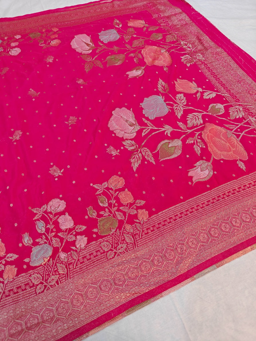 RANI COLOUR KHADDI GEORGETTE BOUTIQUE DESIGNER SAREE