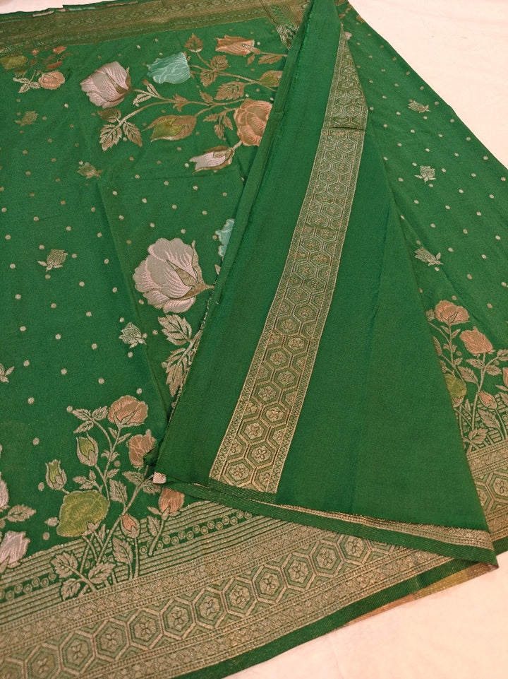 SACRAMENTO GREEN KHADDI GEORGETTE WITH FLORAL BOUTIQUE DESIGNER SAREE