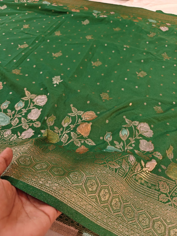 SACRAMENTO GREEN KHADDI GEORGETTE WITH FLORAL BOUTIQUE DESIGNER SAREE