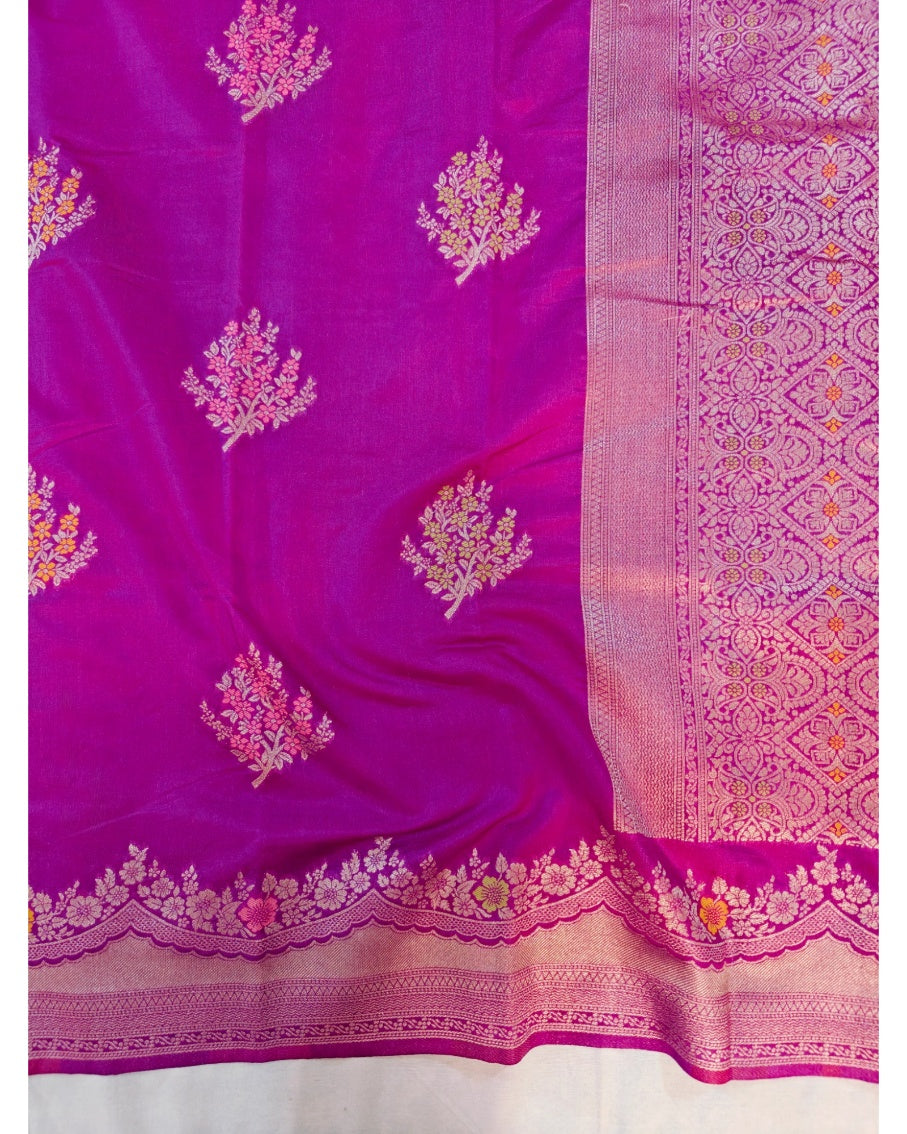 PAPER SILK IN MAGENTA COLOUR WITH MINAKARI ALFI BOOTA