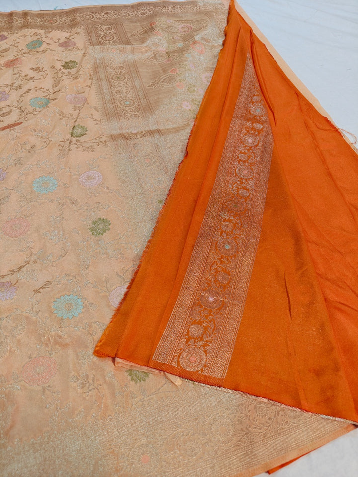 IVORY BIEGE COLOUR KHADDI GEORGETTE PANCHRANG JAAL STYLE MINAKARI
