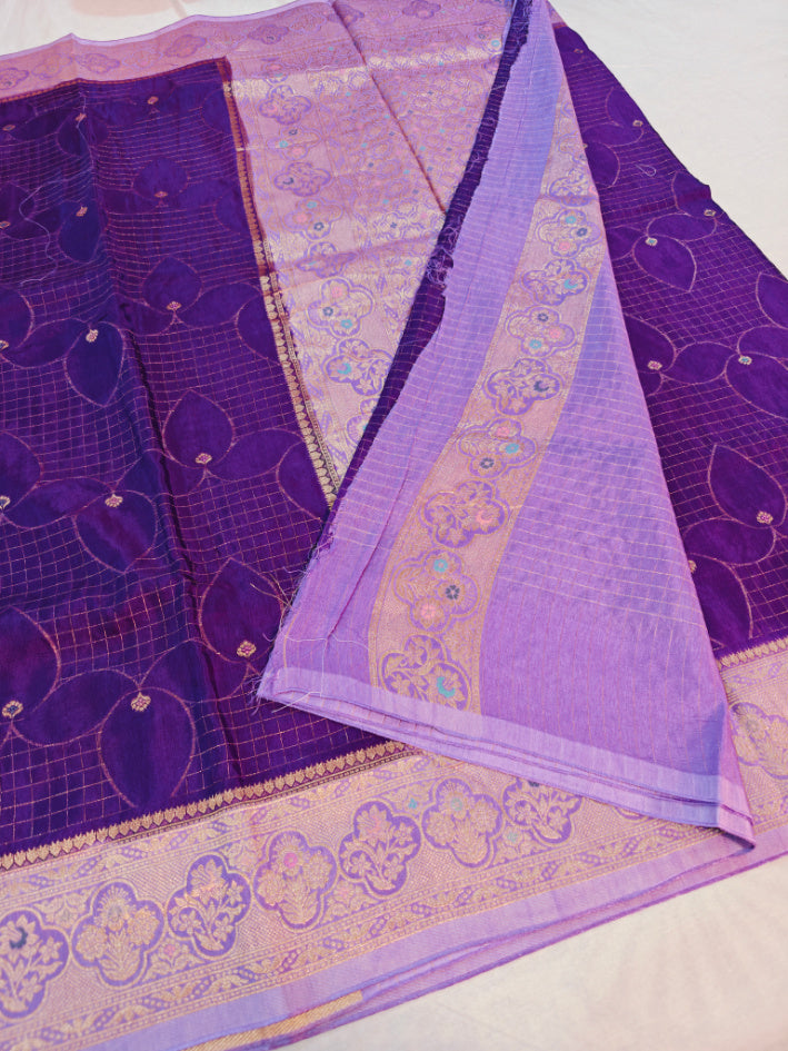 PURPLE RUSSIAN SILK VISCOS WITH LAVENDER BORDER