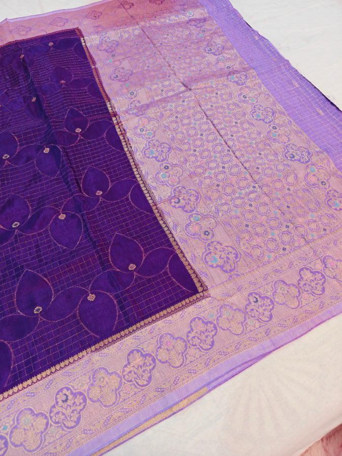 PURPLE RUSSIAN SILK VISCOS WITH LAVENDER BORDER
