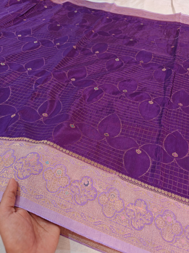 PURPLE RUSSIAN SILK VISCOS WITH LAVENDER BORDER