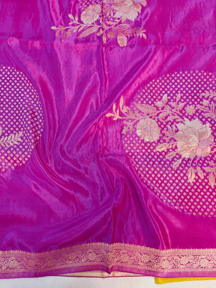 KOREAN SILK IN LAVENDER SHADE WITH FLORAL DESIGNS