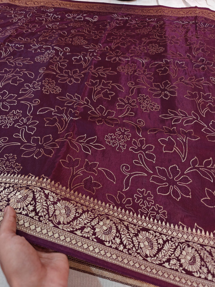 RUSSIAN SILK WITH PENCIL SKETCH IN CHOCOLATE COLOUR
