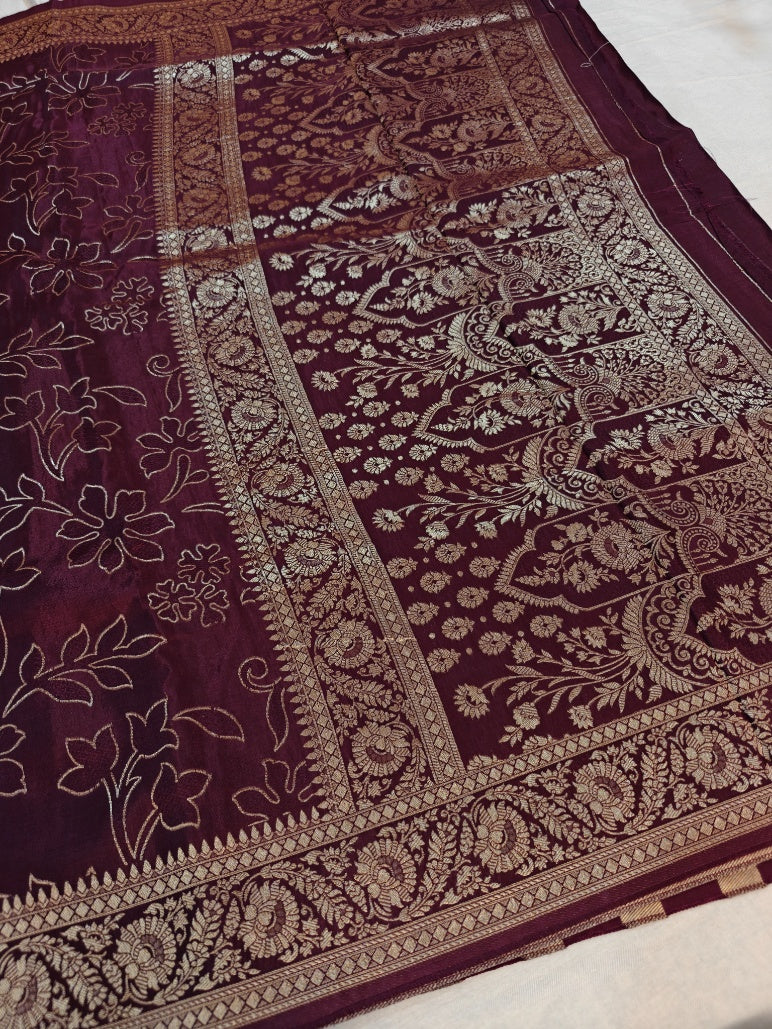 RUSSIAN SILK WITH PENCIL SKETCH IN CHOCOLATE COLOUR