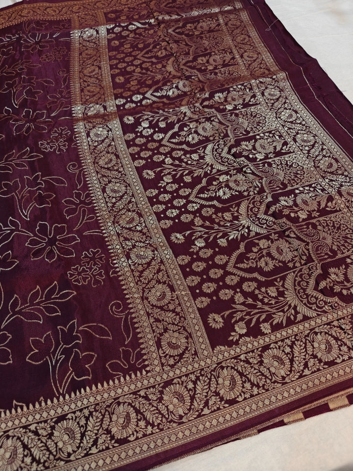 RUSSIAN SILK WITH PENCIL SKETCH IN CHOCOLATE COLOUR