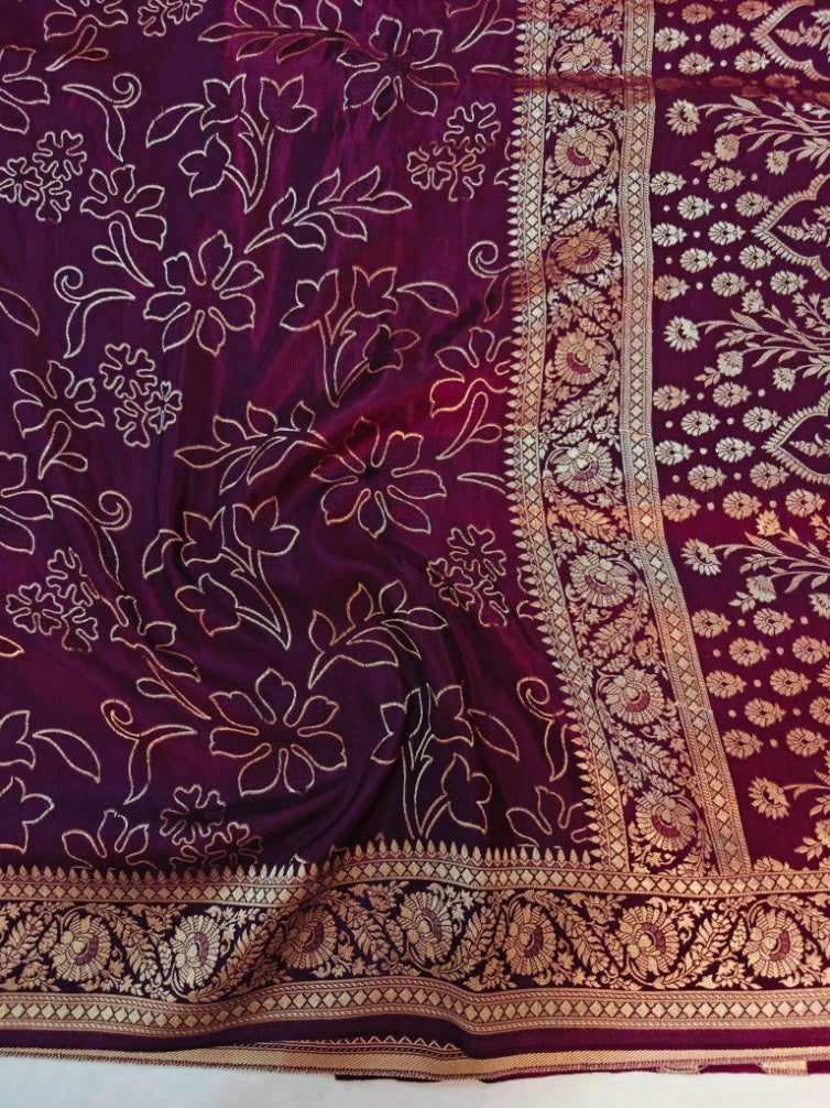 RUSSIAN SILK WITH PENCIL SKETCH IN CHOCOLATE COLOUR