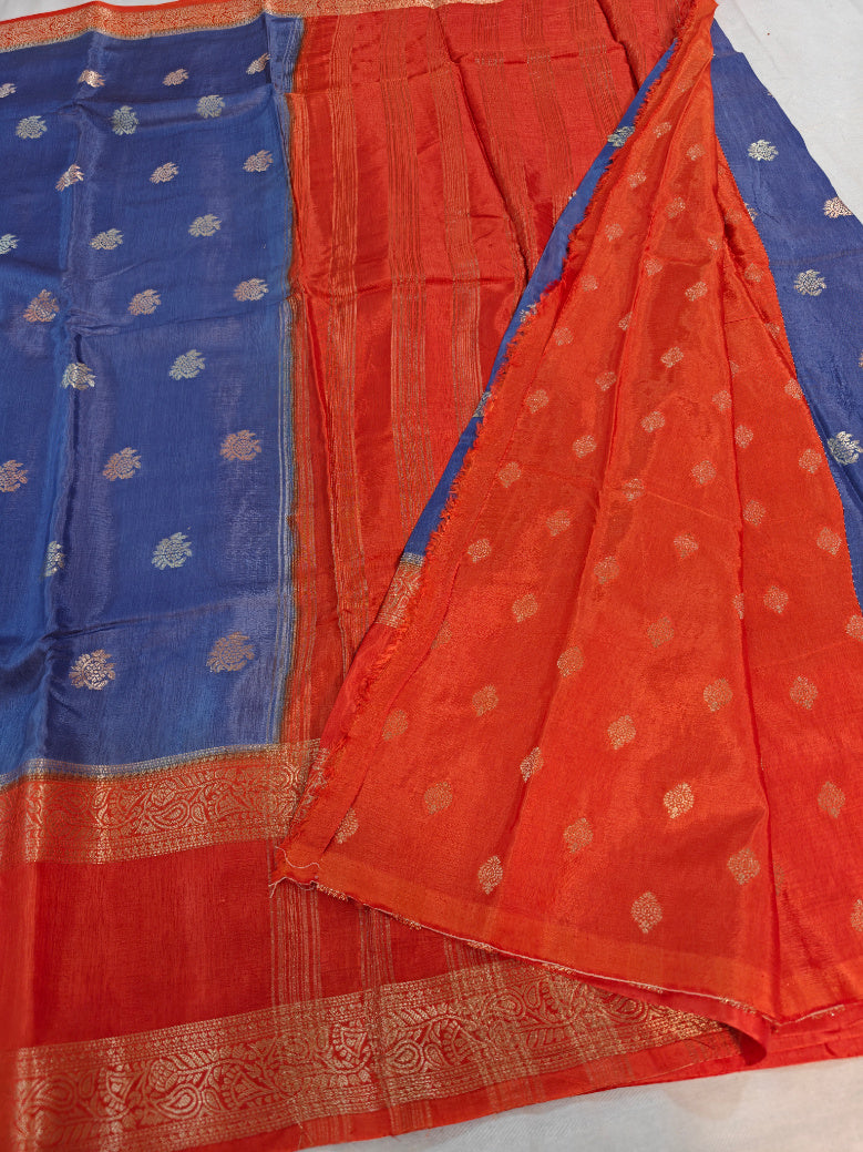RUSSIAN SILK IN ROYAL BLUE WITH RED BORDER