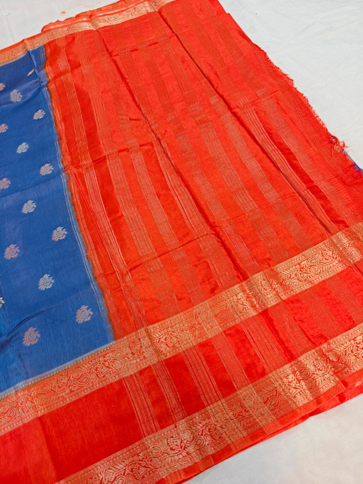 RUSSIAN SILK IN ROYAL BLUE WITH RED BORDER