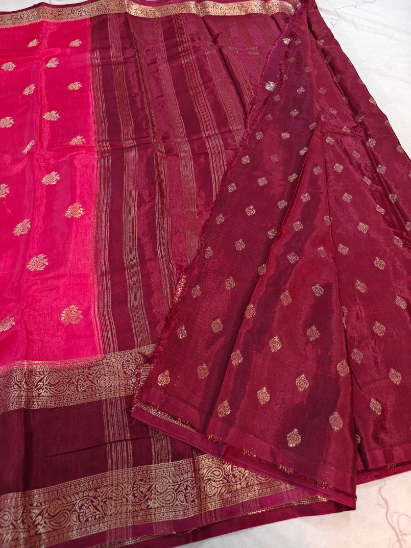 RUSSIAN SILK IN RANI COLOUR WITH VINE BORDER