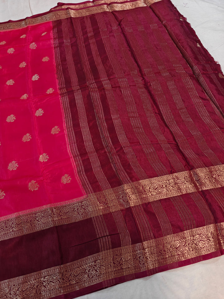 RUSSIAN SILK IN RANI COLOUR WITH VINE BORDER