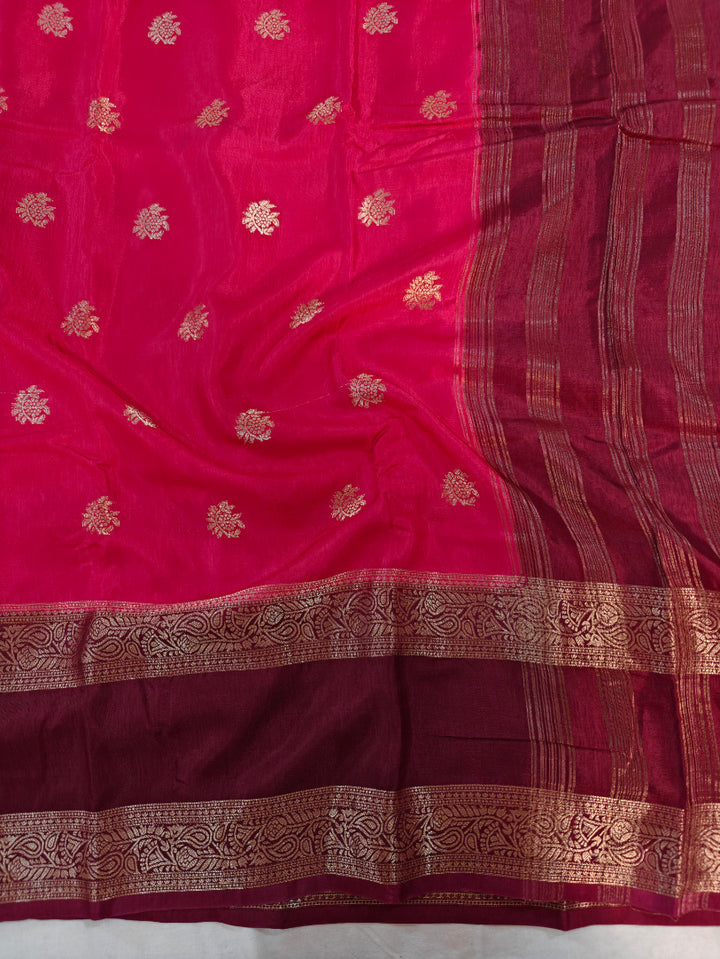 RUSSIAN SILK IN RANI COLOUR WITH VINE BORDER