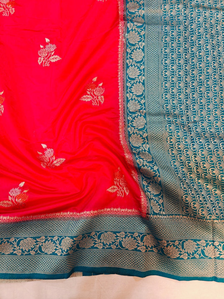 PAPER SILK MINAKARI WITH RANI COLOUR BODY AND BLUE BORDER