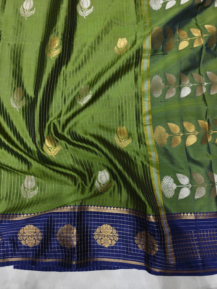 BANARASI TRENDING GREEN WITH ROYAL BLUE BORDER