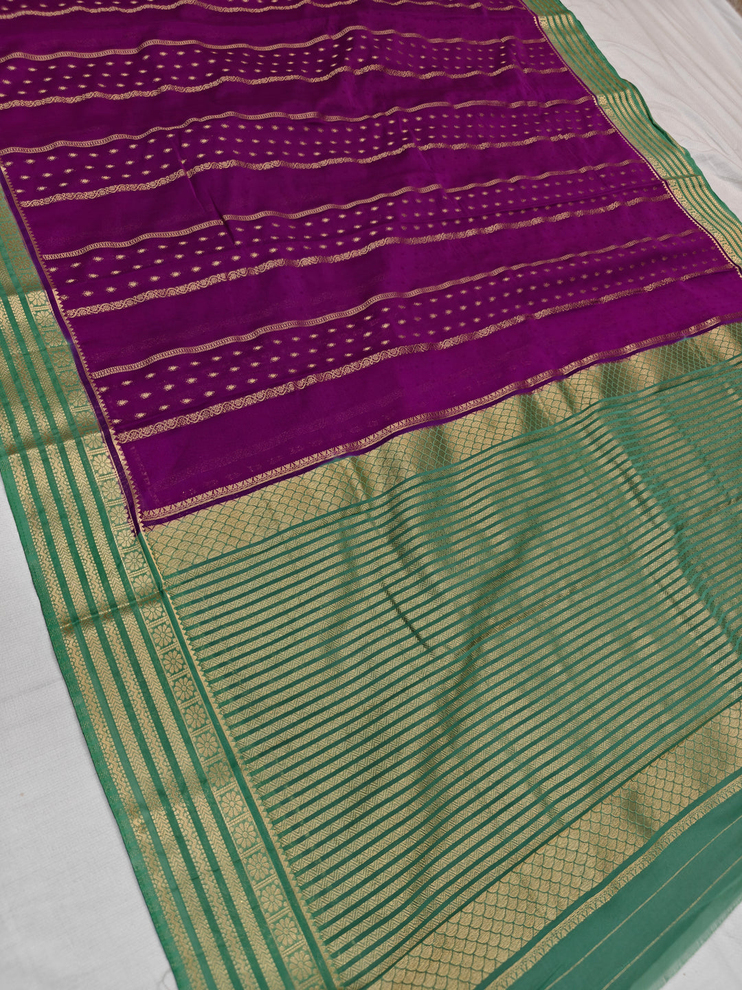 MAGENTA CREPE WITH GREEN BORDER