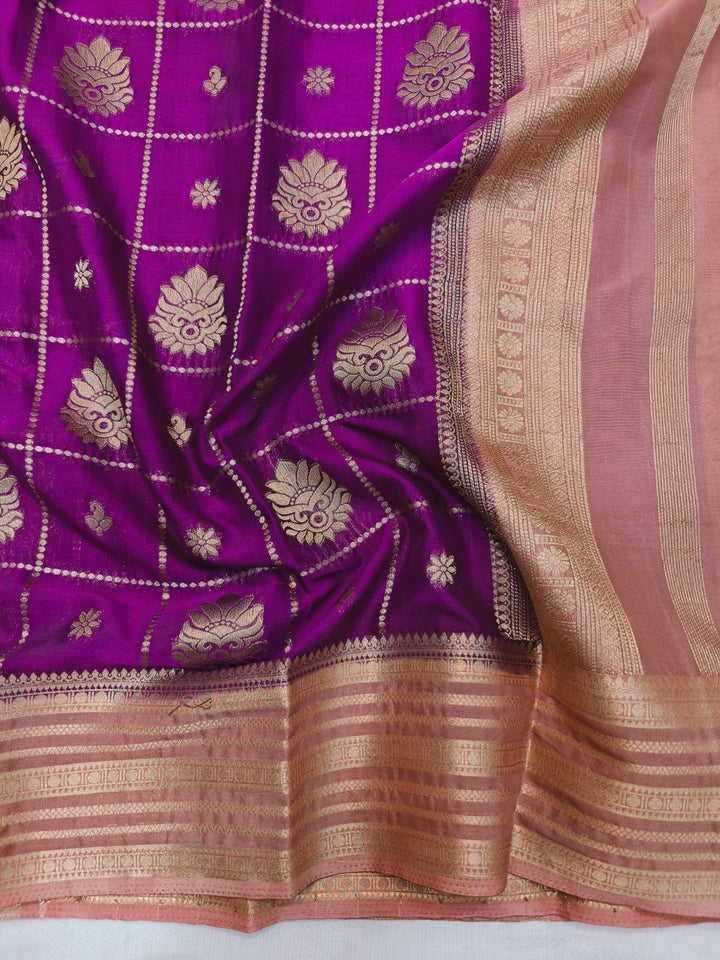 MAGENTA CREPE WITH PEACH BORDER