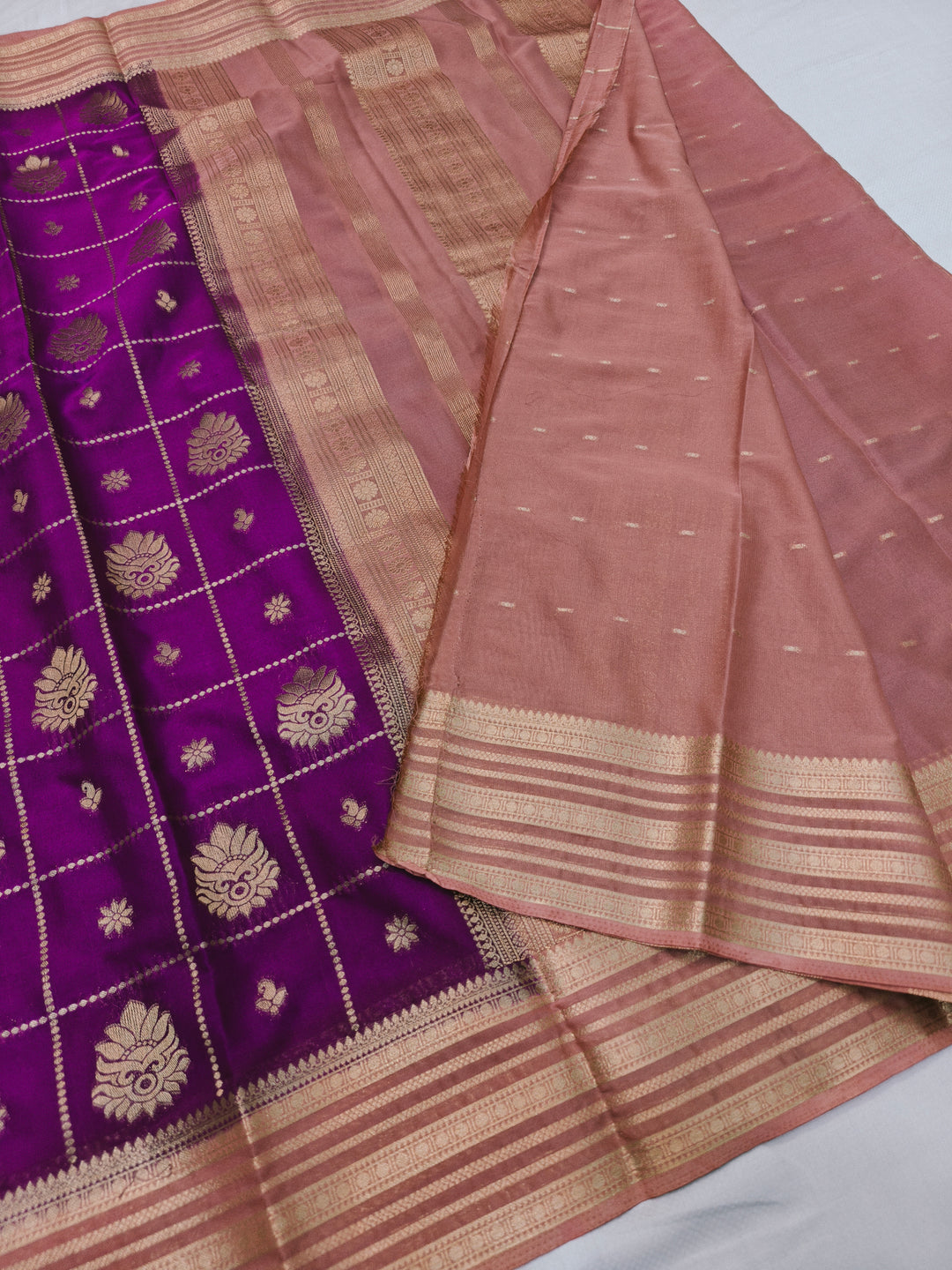 MAGENTA CREPE WITH PEACH BORDER