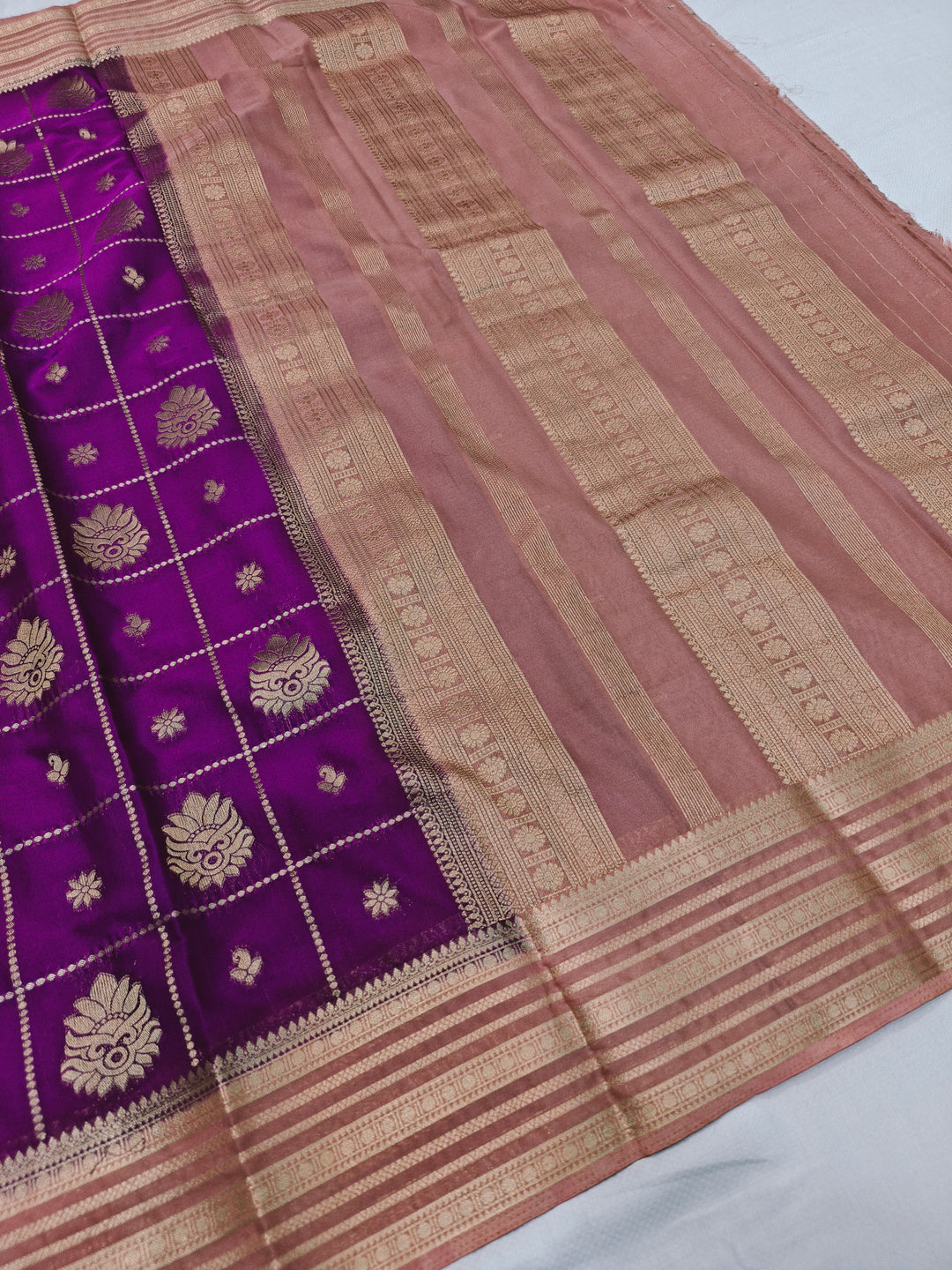 MAGENTA CREPE WITH PEACH BORDER