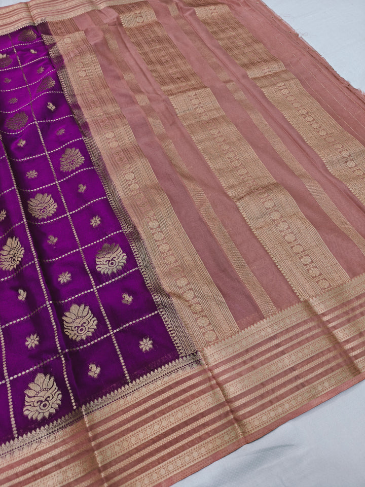 MAGENTA CREPE WITH PEACH BORDER