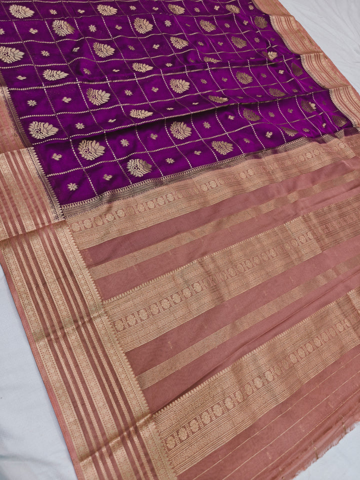 MAGENTA CREPE WITH PEACH BORDER