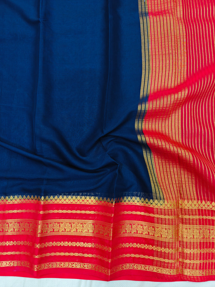 NAVY BLUE CREPE WITH RED BORDER