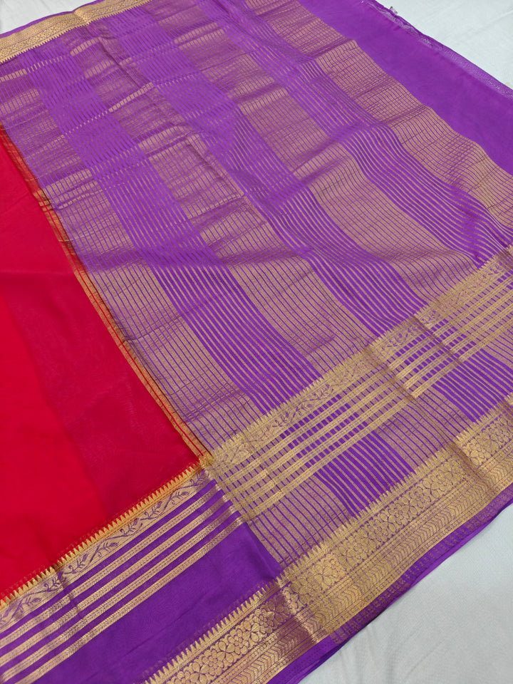 RED CREPE WITH LAVENDER BORDER