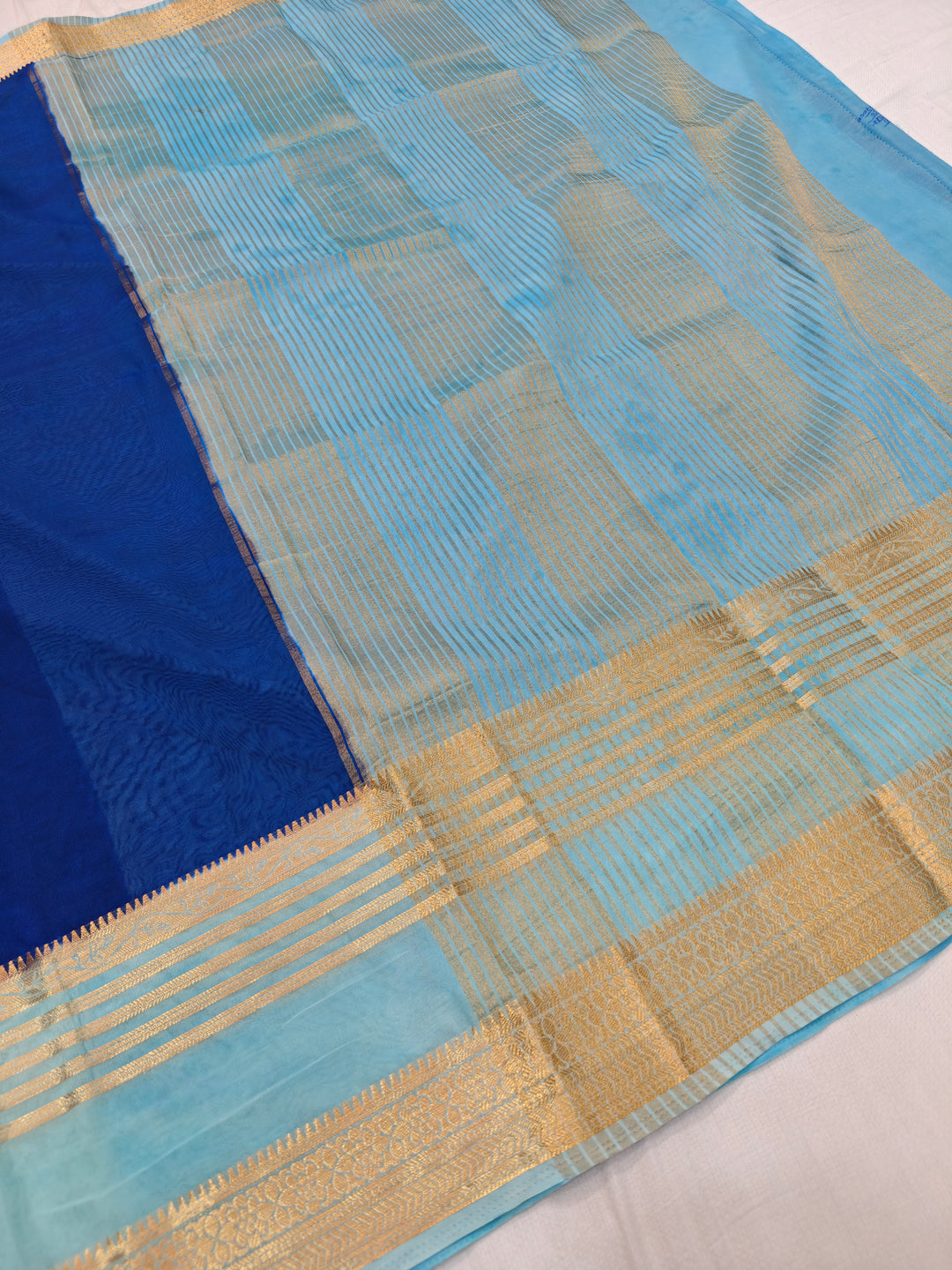 ROYALBLUE CREPE WITH SKYBLUE BORDER